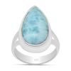 Natural Teardrop Larimar Solid 925 Sterling Silver Split Shank Ring Jewelry For Women SC-26