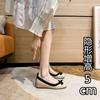 Fashion Ballet Shallow Mouth Bow Elevator Shoes Square Head Single Shoes Women Spring Summer Soft Bottom Flat Height Increasing Shoes 33