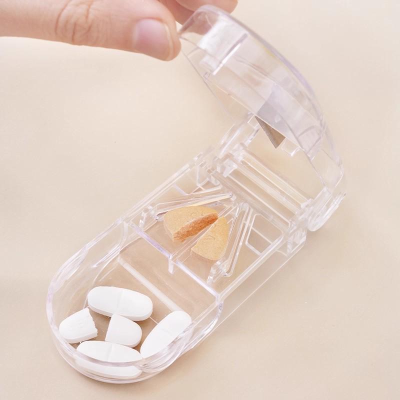 Portable Pill Cutter & Divider - Sharp, Compact Tool for Splitting Pills Into Halves or Quarters.