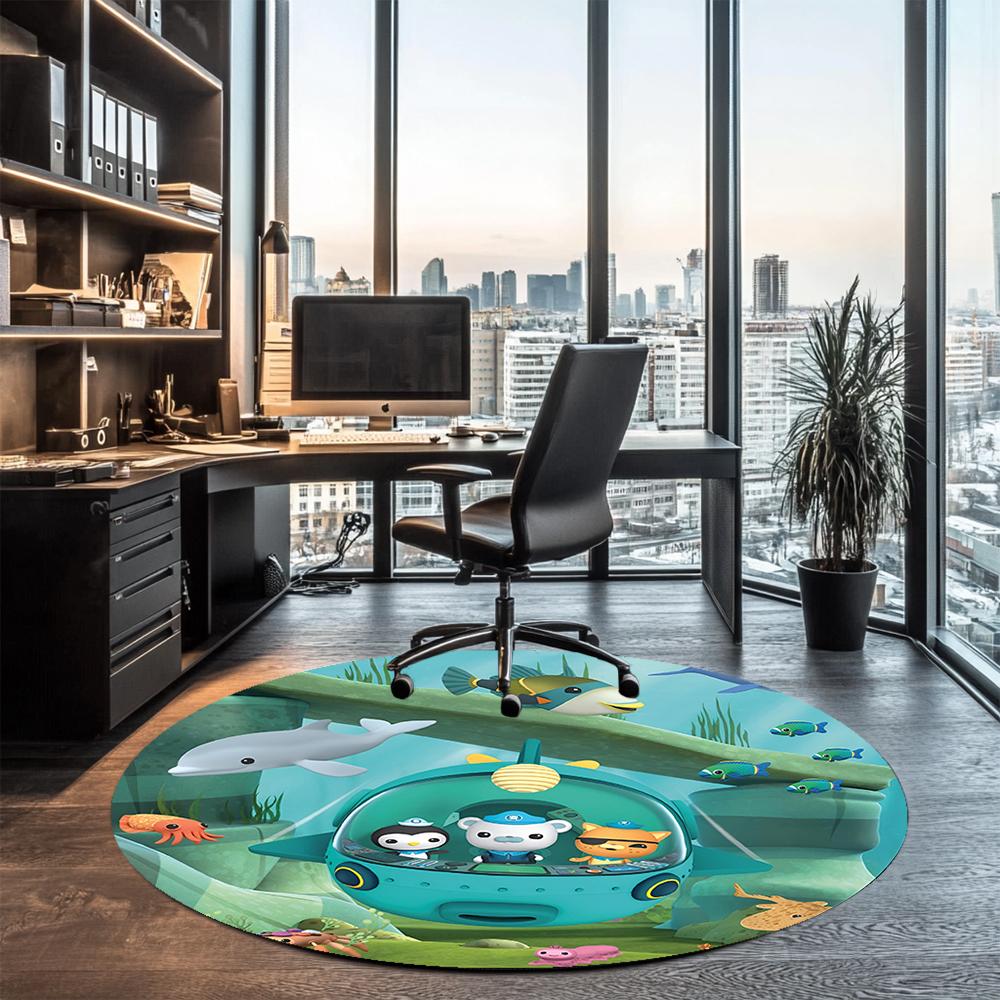 Octonauts Printed Round Rug Carpet Chair Rug Area Rug Entryway Doormats,for Office Chair Living Room Bedroom Kitchen Room.