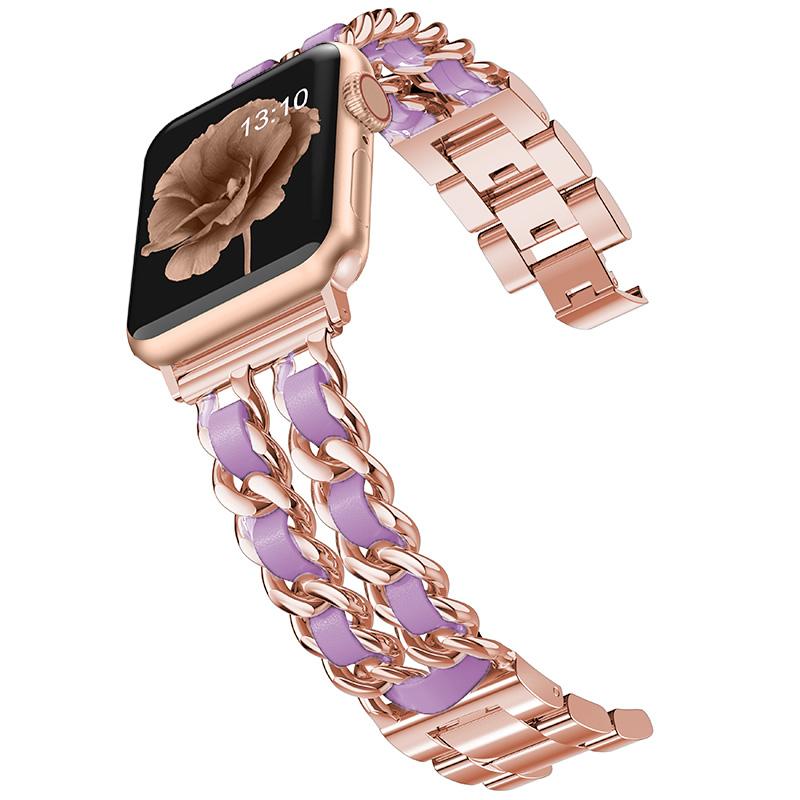 Браслет с кубинскими звеньями для Apple Watch, ремешок 40 мм, 41 мм, 38 мм, 44 мм, 45 мм, 42 мм, трендовый металлический браслет, браслет iWatch серии 3, 4, 5, 6, se 7, ремешок