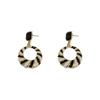 European & American Style Black & White Striped Geometric Earrings - Retro Hong Kong Design for Women