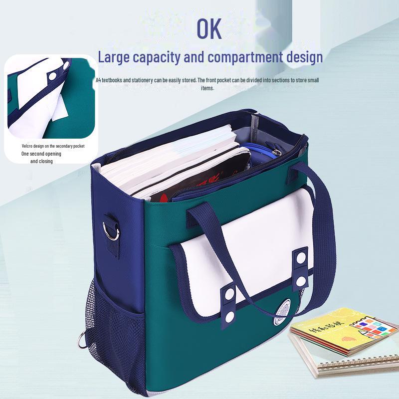 Large Capacity 4-in-1 Remedial Bag for Grades 1-9: Convertible Crossbody and Double-Shoulder Design for Primary and Junior High Students