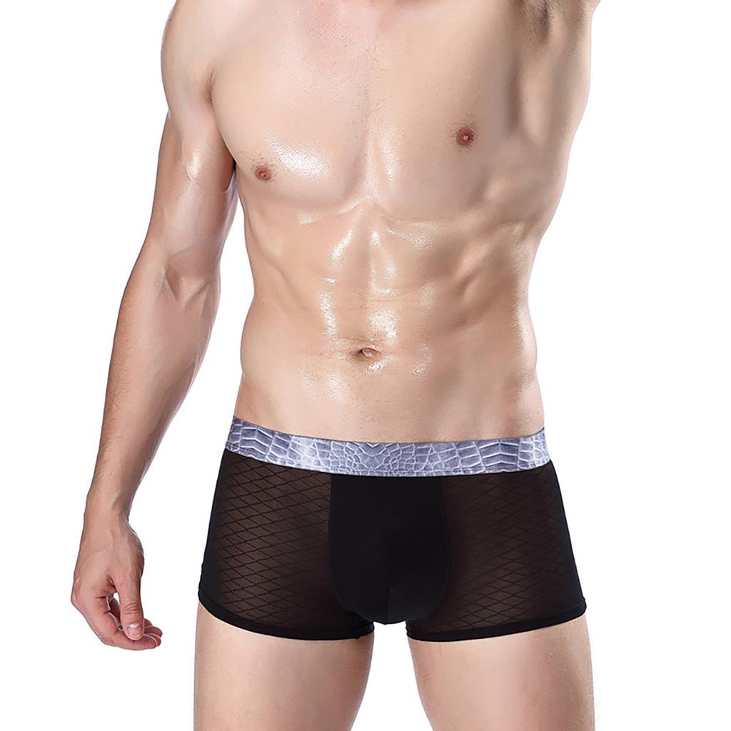 MuscleMan Мужское нижнее белье Лоскутное цветное ледяное шелковое сексуальное дышащее трусы-боксеры