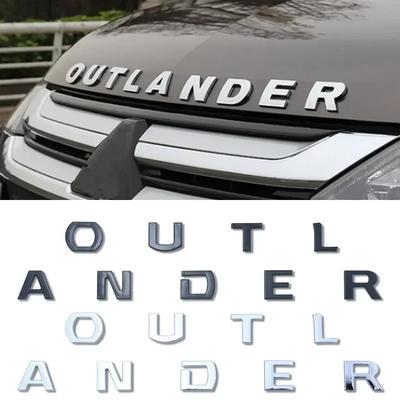 Для Outlander 13-19 Буквы Значок на капоте Передняя эмблема капота 3D Наклейки ABS Хром Черный Аксессуары для стайлинга автомобиля