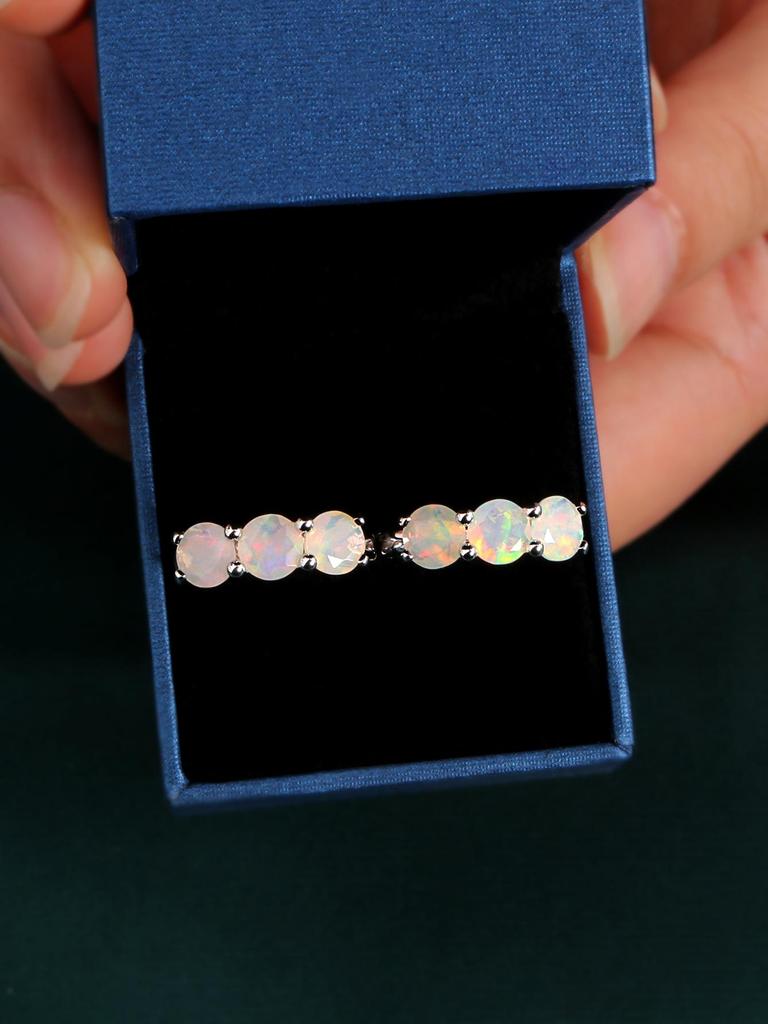 Простые элегантные серьги-клипсы с опаловой застежкой, круглые 6 мм, 3,5 карата, с натуральным драгоценным камнем, изящные ювелирные изделия для женщин, мамы, хороший подарок на день рождения, вечеринку