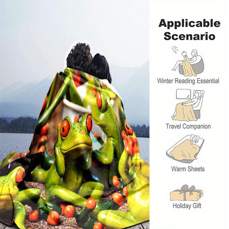 Frog Plush Blanket Suitable All Seasons Soft Comfortable Sofa Office Nap Travel Birthday Gift Christmas Present