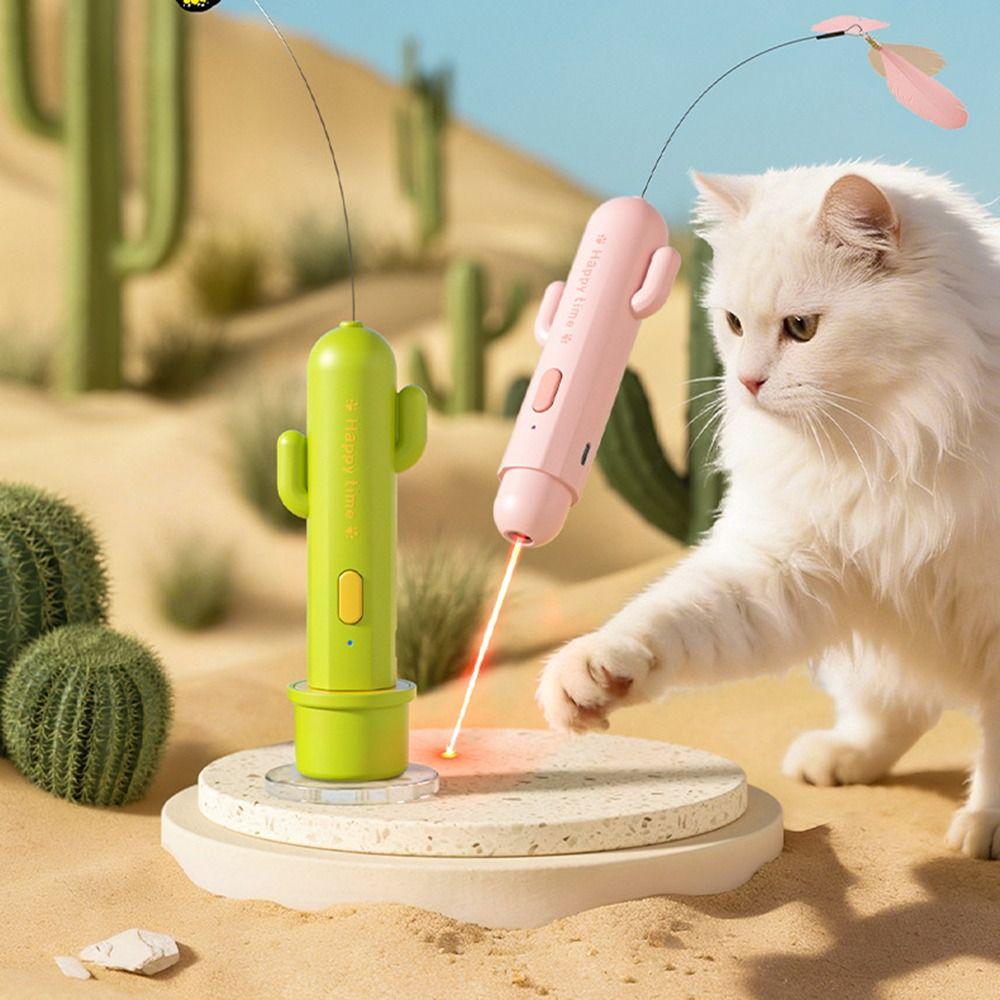Red Laser Electric Self-Play Rod 2 Play Mode Automatic Butterfly Cat Stick Floor Travel