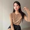 Женский базовый топ сletter print от корейского дизайнера, облегающий, эластичный - Новое поступление весны.