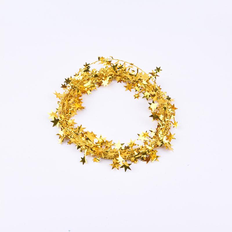 7.5M Pentagram Golden Silvery Star Garland Colorful Stars Wire Garland Tinsel