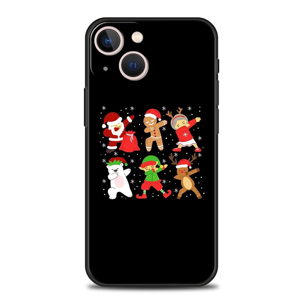 Рождественский Новый год Чехол для телефона для iPhone Apple 15 14 13 12 11 Pro Max Mini 7 8 Plus XR XS X SE 2020 Черный силиконовый чехол