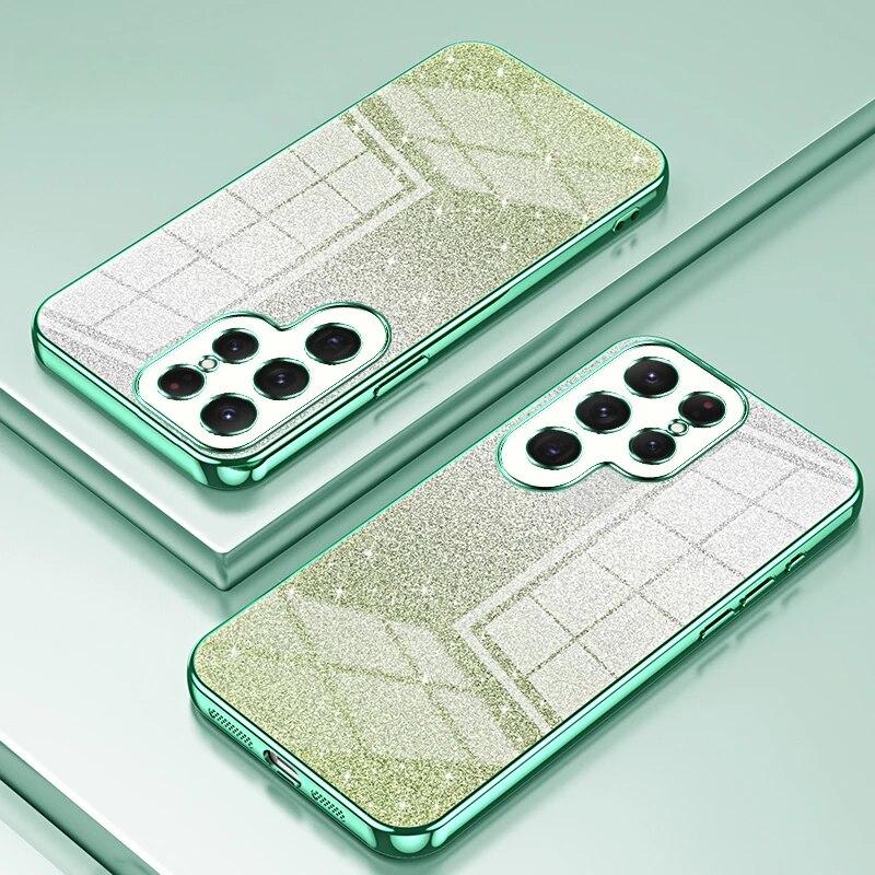 Блестящий гальванический чехол для телефона Samsung Galaxy S24 S23 S21 FE S22 Ultra Plus, силиконовый мягкий противоударный чехол из ТПУ