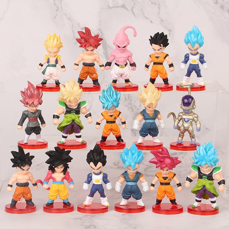 16 шт./комплект Фигурки Аниме Dragon Ball Z Super Saiyan Son Goku Игрушки Гохан Веджета Броли Пикколо Маджин Буу Модели Фигурок Куклы