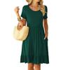 Women's Fashion Casual Slim Short Sleeve Round Neck Ruffle Dresses