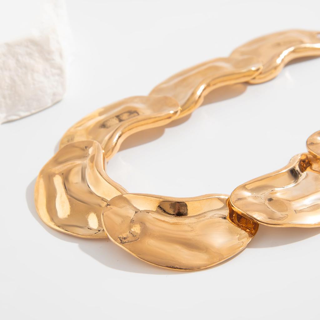 Temperament Trend Liquid Metal Geometric Collarbone Necklace Fashion Light Sense of Luxury Irregular Alloy Necklace for Women