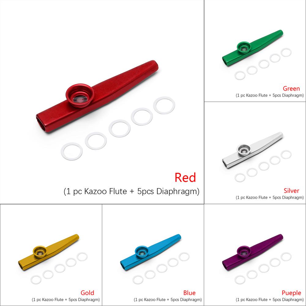 Party Aluminum Gift Children Kids Kazoo Flute 5 Pcs Diaphragm Harmonica Metal