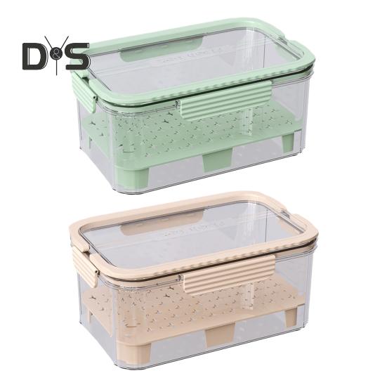 Контейнер для хранения салата, герметичный, прозрачный, контейнер для фруктов, двухъярусная корзина для охлаждения льда, переносной контейнер для фруктов с дренажным поддоном