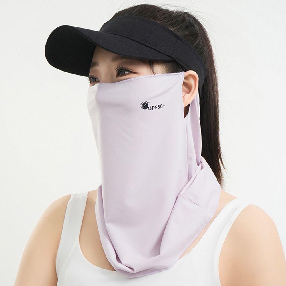 Ear Hanging Ice Silk Face Mask UV Protection Face Cover Portable Sunscreen Face Veil