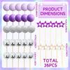 Disco Ball & Star Cake Topper Set, Purple Silver Ball Toppers, Star Picks for Disco Themed Party Cake Decor