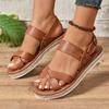 2024 Summer Women's Brown Rope Flat SandalsSize42 Thick Sole Sandals for Women Lightweight Anti-Slip Beach Sandalias De Mujer