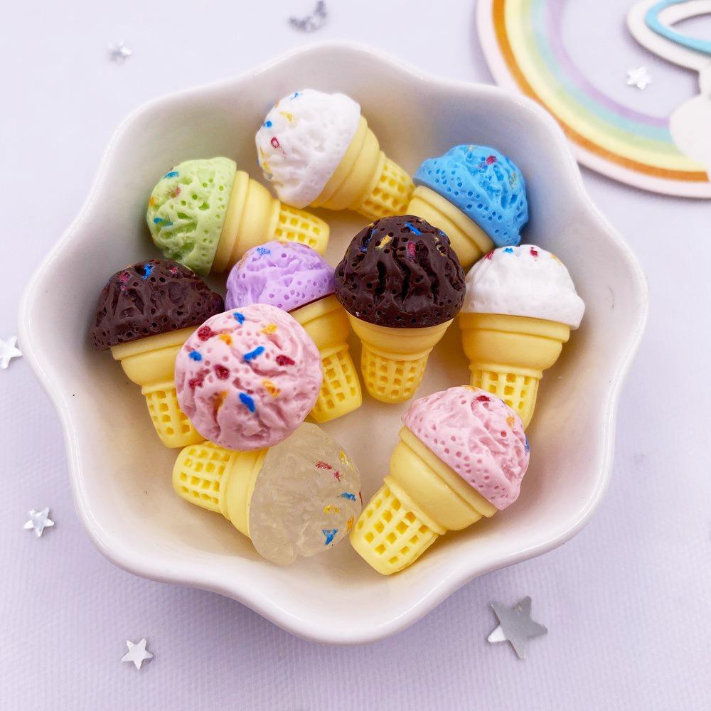 Colorful Resin 3D Cheese Cone Flatback Cabochon Stone Fake Candy Food Figurines 10pcs DIY Bow Accessories Scrapbooks Crafts