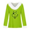 Women's T Shirt Tee Christmas Shirt Long Sleeve Party Christmas Print Fleece Collar V Neck Top