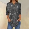 3/4 Length Sleeve Womens Tops Summer T-Shirts Floral Print V Neck Casual Basic Tee Button Shirts Tunic Tops