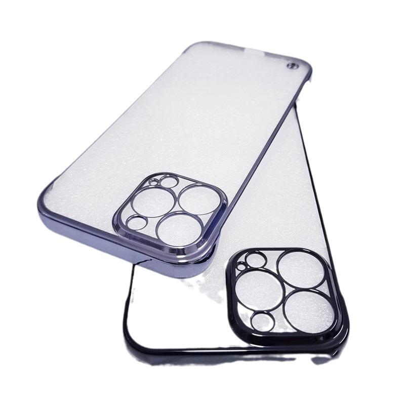 Suitable for iPhone 17, transparent electroplated frameless case, ultra-thin heat dissipation for Apple 16 Pro Max, hard and shockproof for iPhone 15