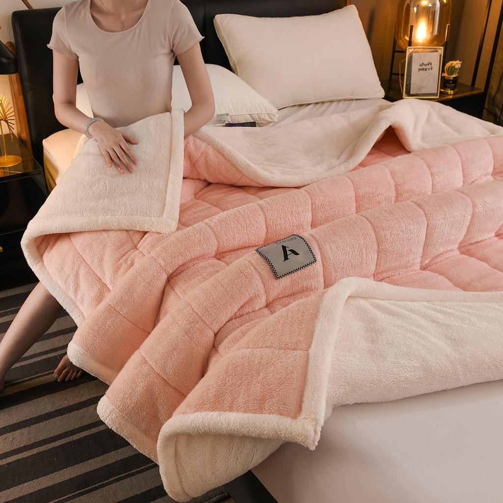Three-layer Thickened Warm Milk Velvet Winter Blankets for Bed Cozy Soft Weighted Blanket for Sleeping Single Double Plush Throw