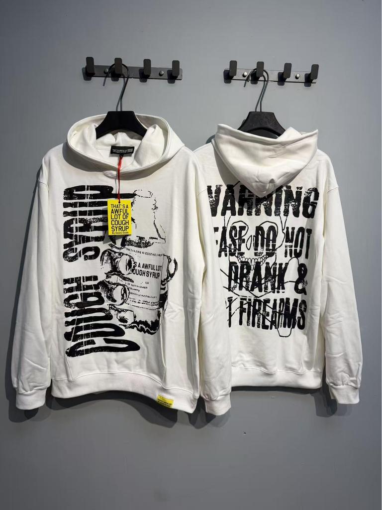 Модный американский стиль, свободная толстовка с длинным рукавом для мужчин и женщин - Высокая плотность, дизайн "Сироп от кашля"