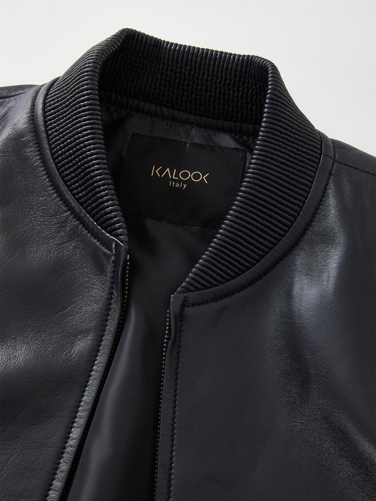 Ikalook Coated Lambskin Blouson Zip-Up Jumper Dljp106