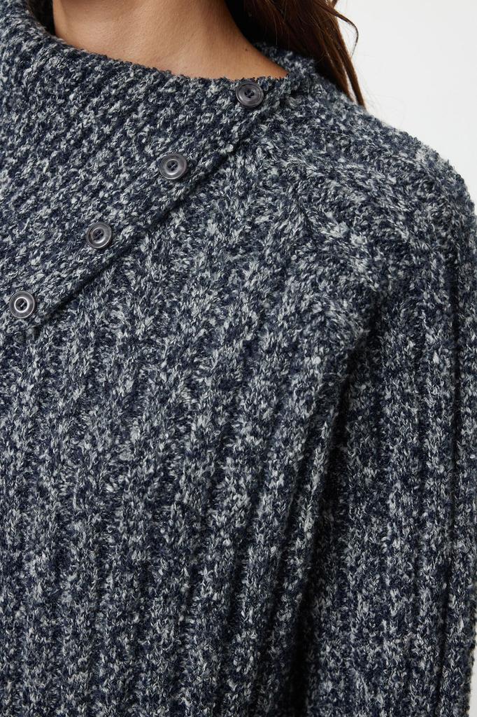 Женский модный стильный свитер, темно-синий воротник, детальный вязаный свитер из градиентной пряжи