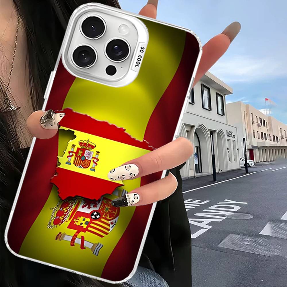 Чехол для телефона Флаг Испании Для iPhone 16 15 14 13 12 11 Pro Max Матовый Ударопрочный Задняя крышка Противоударный Матовый чехол