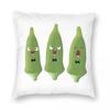 Singing Okra Vegetable Cartoon Square Pillowcase Polyester Linen Velvet Printed Zip Decor Bed Cushion Cover 45X45