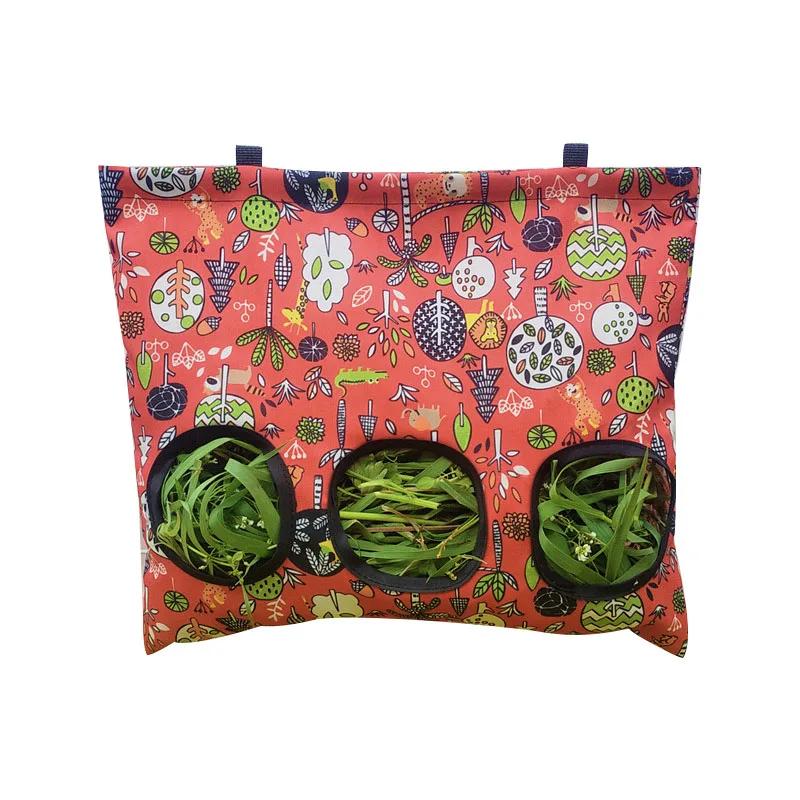 Подвесной мешок для сена с 2/3 отверстиями для кроликов, морских свинок, кормушек для мелких животных, сумки-диспенсеры для корма для кроликов, аксессуары для клеток, сумка для кормления домашних животных