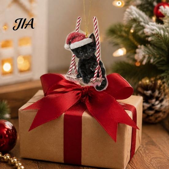 Christmas Theme Home Decor 4PCS Acrylic Tree Pendant, Double Sided Decorative Hanging Gift Tags Ornament, 2D Flat Pendants for Holiday Party Printed