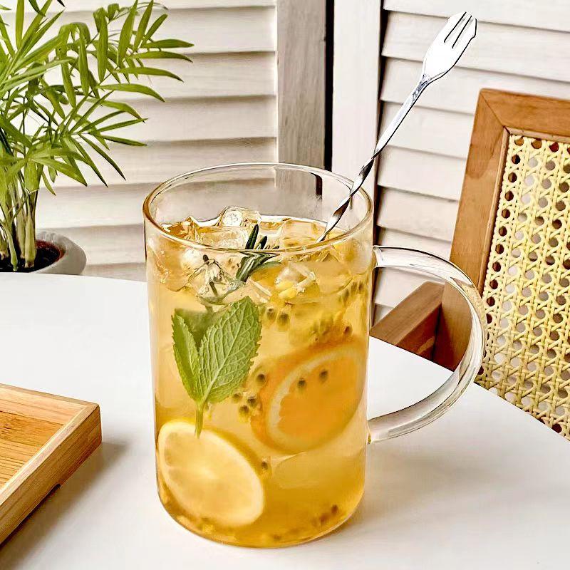 Большой стакан из стекла объемом 1000 мл с ручкой и крышкой, со шкалой, стакан для воды, стеклянная бутылка для сока, молока, домашняя офисная посуда для напитков