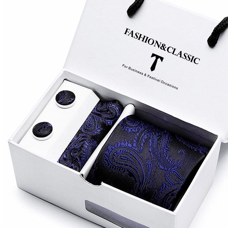 Мужской галстук в подарочной коробке, набор из 5 предметов, групповой галстук, деловой, свадебный галстук