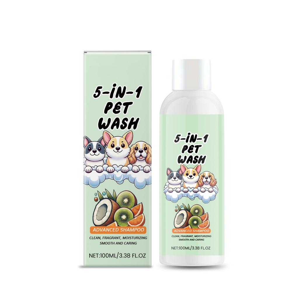 5 в 1 Pet Gentle Cleansing Shampoo Растительная сыворотка Питательная против колтунов для собак и кошек Универсальный без слез 100 мл