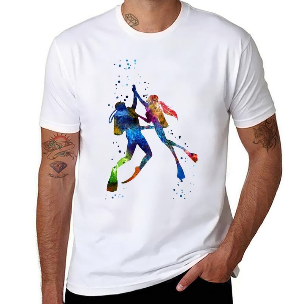 Scuba Divers Scuba Couple Scuba Divers Couple Diving Tshirt Breathable Gym Short Sleeve Tshirt