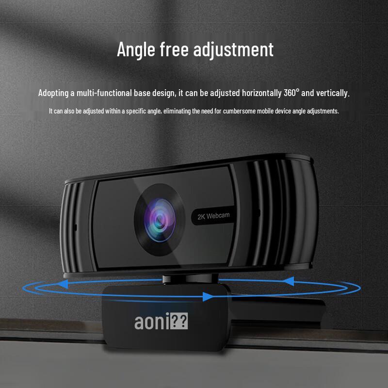 Aoni C39 2K HD USB Webcam with Dual Mics