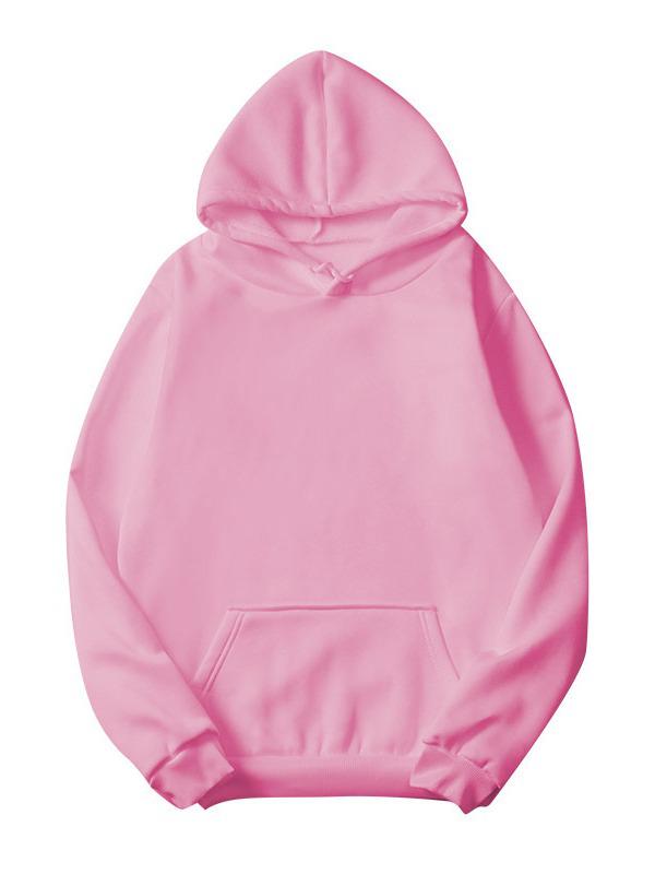 European and American Women's Loose Plus Size Fleece-Lined Hooded Sweatshirt, Solid Color, Long Sleeve, New Autumn/Winter Style.