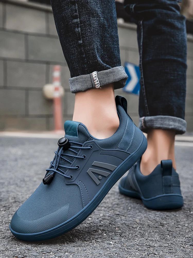 Модные новые унисекс-кроссовки с широким носком, дышащая сетка, мужские босые туфли с широким носком, брендовые туфли на плоской подошве с мягкой подошвой с нулевым перепадом высоты, кроссовки с широким носком, большие размеры