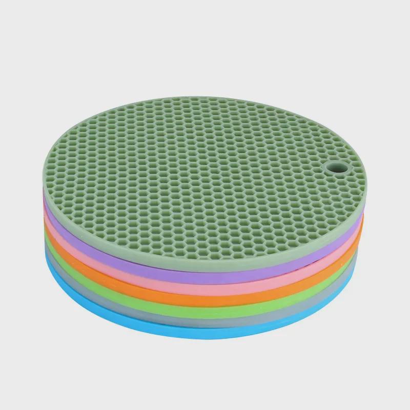 Круглый силиконовый сотовый термостойкий коврик - противоскользящая изоляционная подкладка для кухни и стола