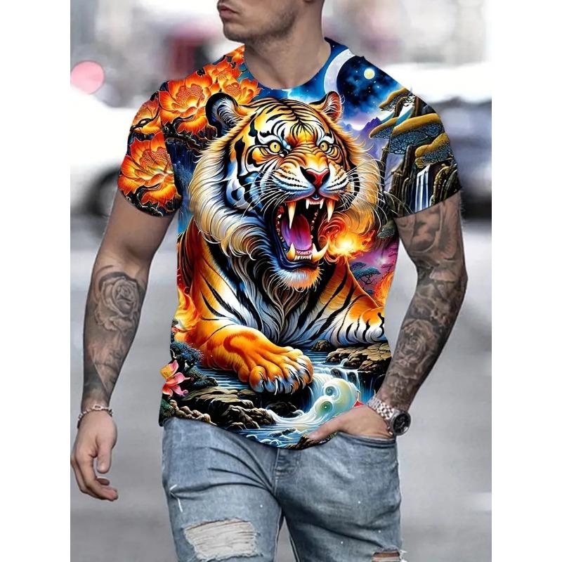 Мужская футболка с принтом 3D Printed Summer Lion с коротким рукавом