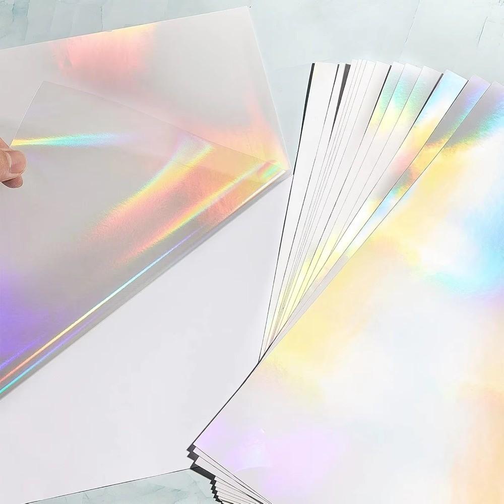 5Pcs A4 Holographic Sticker Paper Waterproof Vinyl Sticker 6 Styles Laminating Sheets  Card Photo