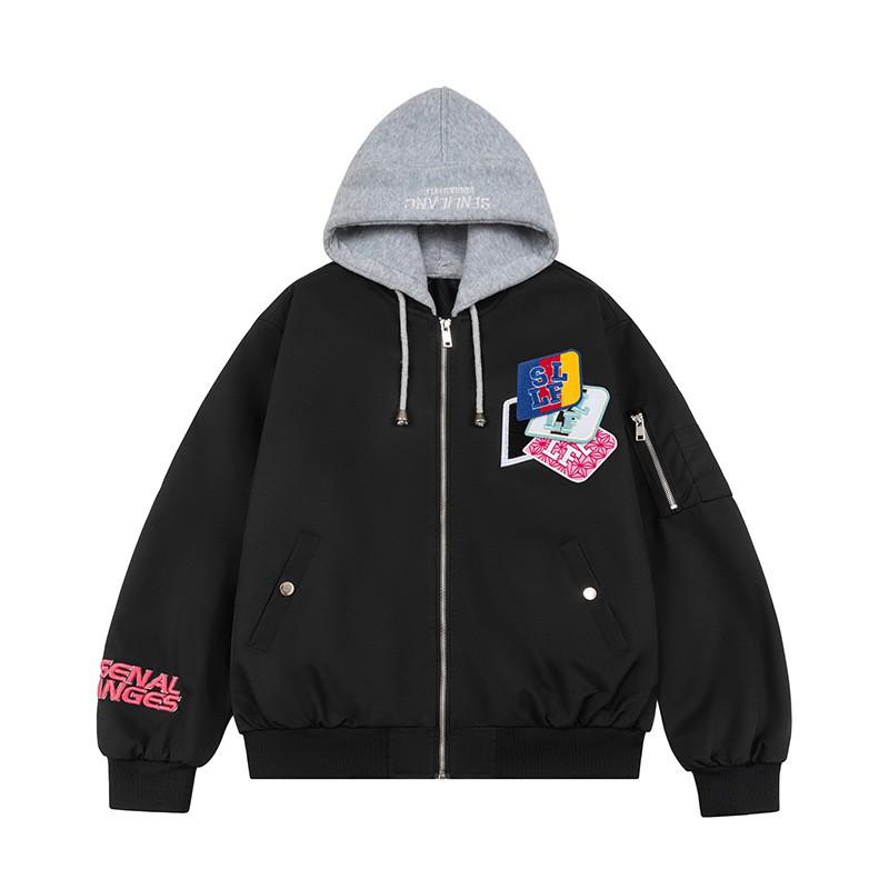 Mens Oversized Retro Baseball Jacket With Embroidered Letters Warm Thickened Cotton-Padded Outerwear Fall Winter