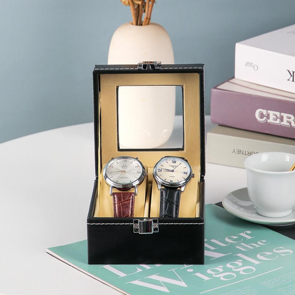 PU Leather Watch Box Black Watch Storage Box Luxury Watch Display Box