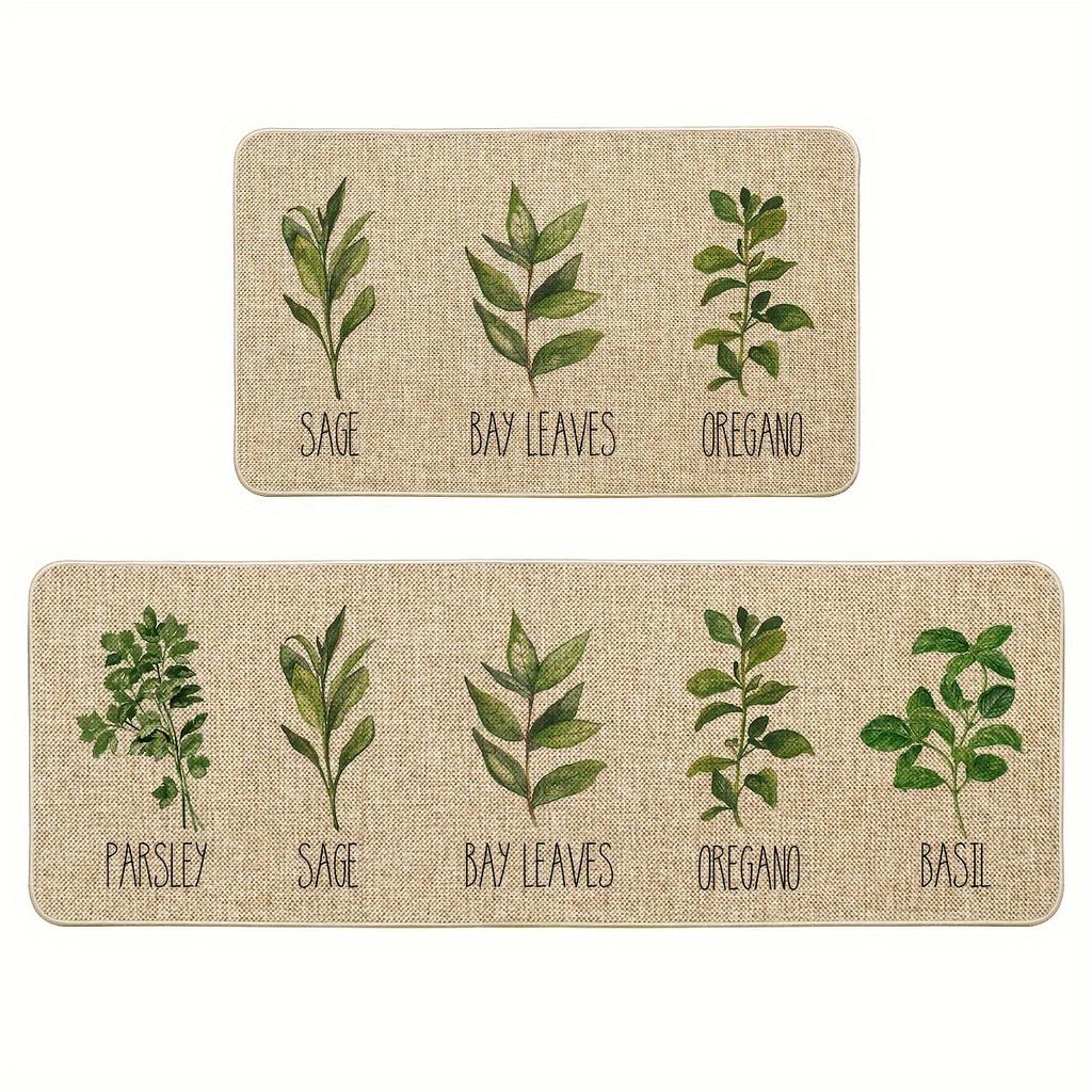 1 шт. Кухонные коврики против усталости, Принт петрушки, шалфея, орегано, Водонепроницаемый Нескользящий Толстый Амортизирующий Кухонный Коврик Сверхпрочный Комфортный Коврик для Стояния на Кухне