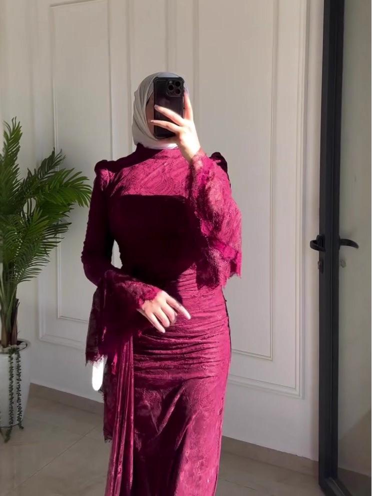 Элегантное ретро-платье с длинным рукавом на осень для женщин - 2026 Европейский американский стиль